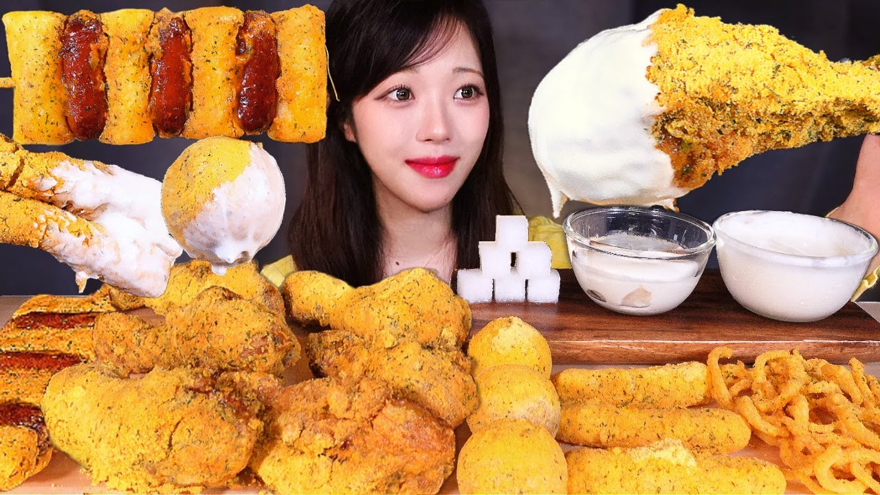 뿌링클 물리는 거 어떻게 하는 건데..⭐뿌링클 직접만든 뿌링소스 푹푹 찍어먹기! 먹방 리얼사운드 BBURINKLE CHICKEN & CHEESE BALLS MUKBANG ASMR
