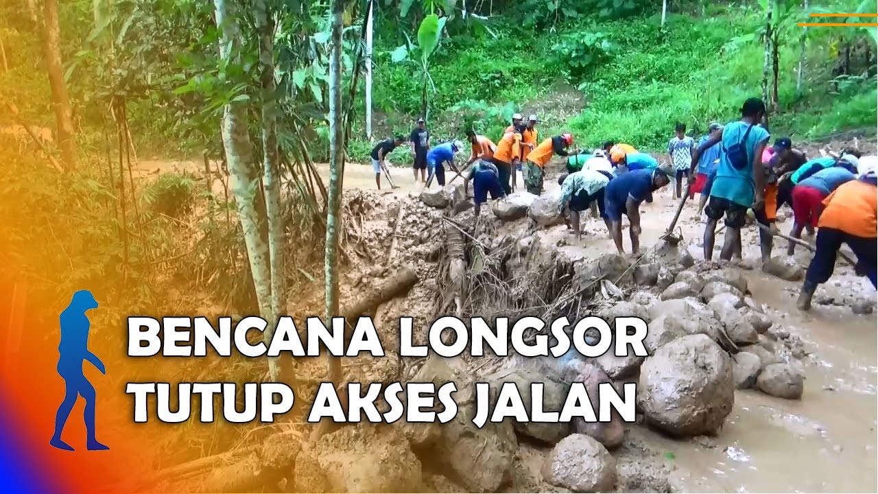 NGAWI - Tebing Longsor Tutup Akses Jalan Penghubung Antar Dusun