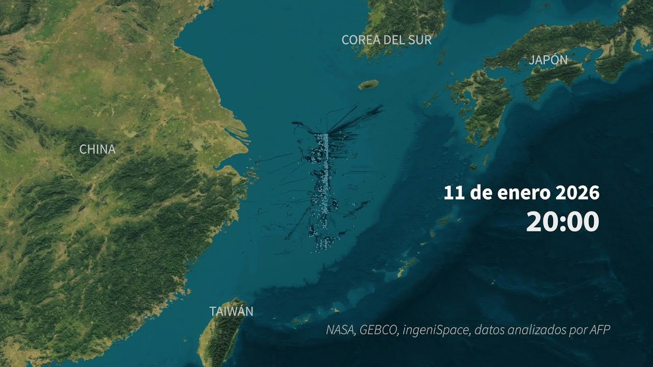 MAPA ANIMADO: formaciones masivas de pesqueros chinos en el mar de China Oriental - enero 2026 | AFP