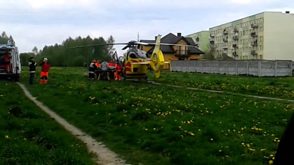 OPOCZNO - Transport rannego policjanta do śmigłowca LPR (29.04.2015)