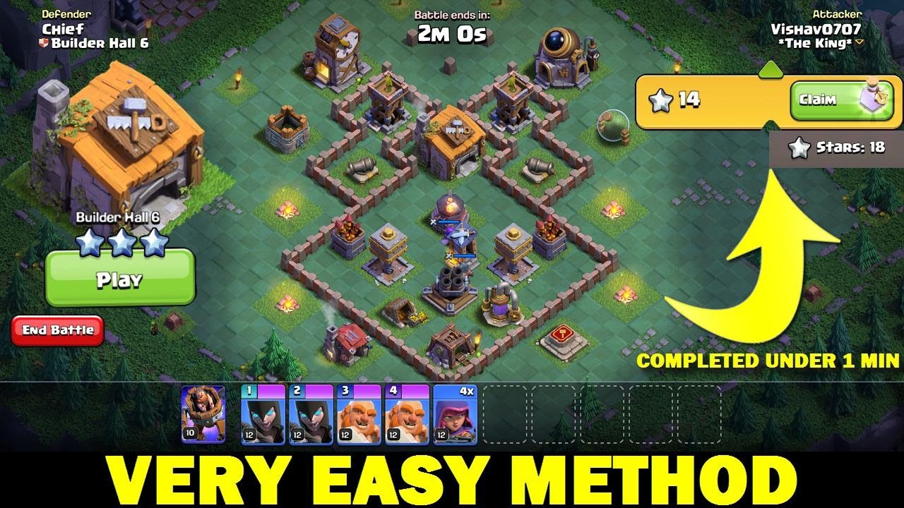 Clash of Clans Builder Base Map Challenge Part 5 ! 3 Star Strategy ! Very Easy Method.