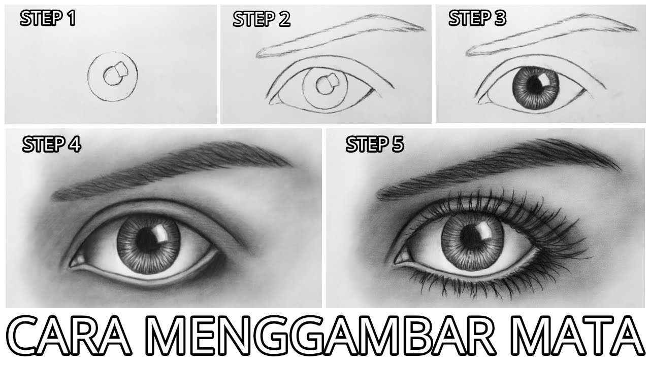 TUTORIAL - Cara menggambar Mata. dengan menggunakan pensil, Sangat Mudah...