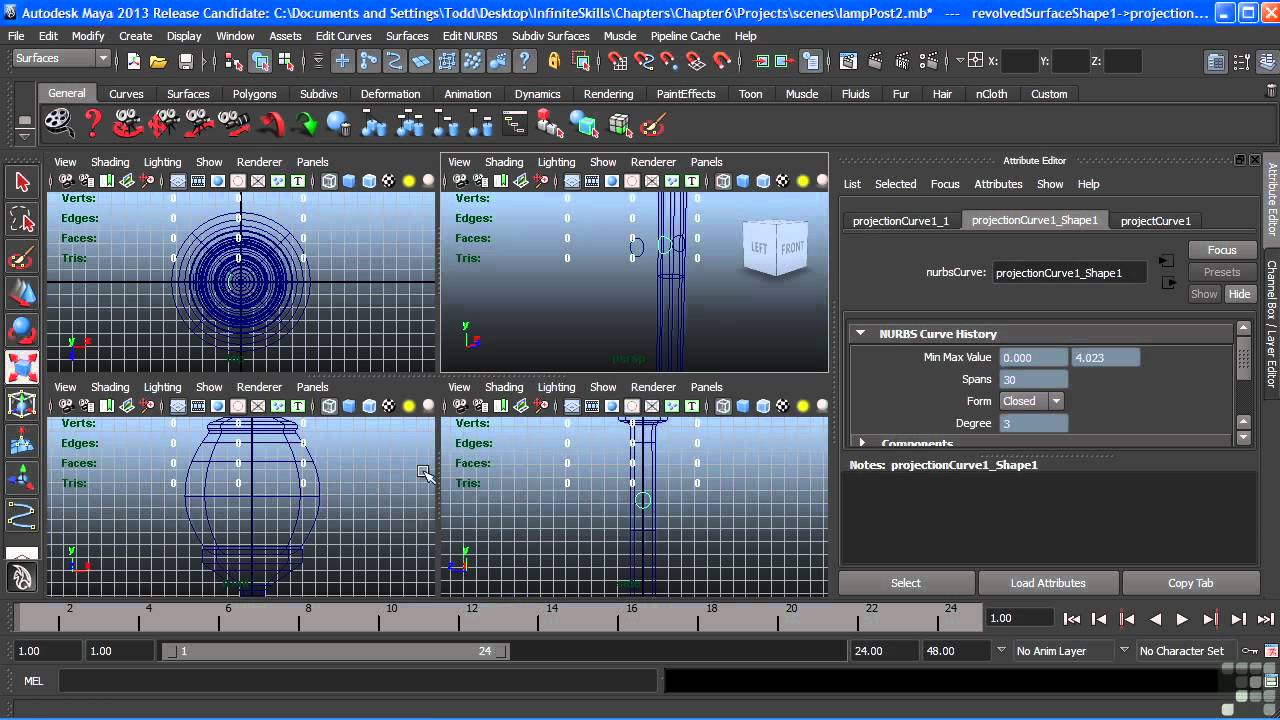 Maya 2013 Tutorial | Project Curves