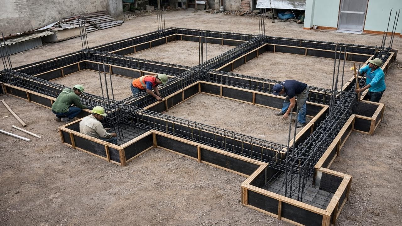 Step-by-Step Foundation Beam Construction  Civil Engineering Work