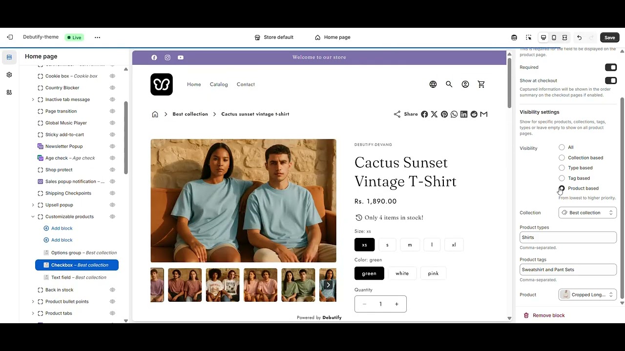 Как использовать виджет «Настраиваемые товары» в Debutify для персонализированного шопинга!
