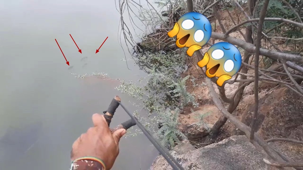 CHEN PESCA COM ESTILINGUE! O BAMBU  GEMEU A PESCARIA FOI TOP DE MAIS 🤠🤠