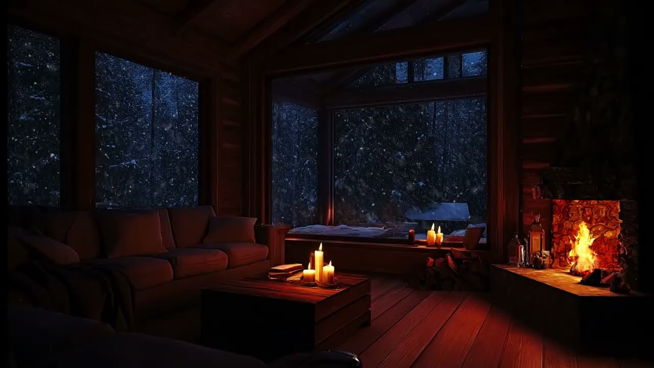 ❄️ Soothing Piano by the Warm Fireplace | Peaceful Snowfall Night for Deep Sleep and Calm Mind