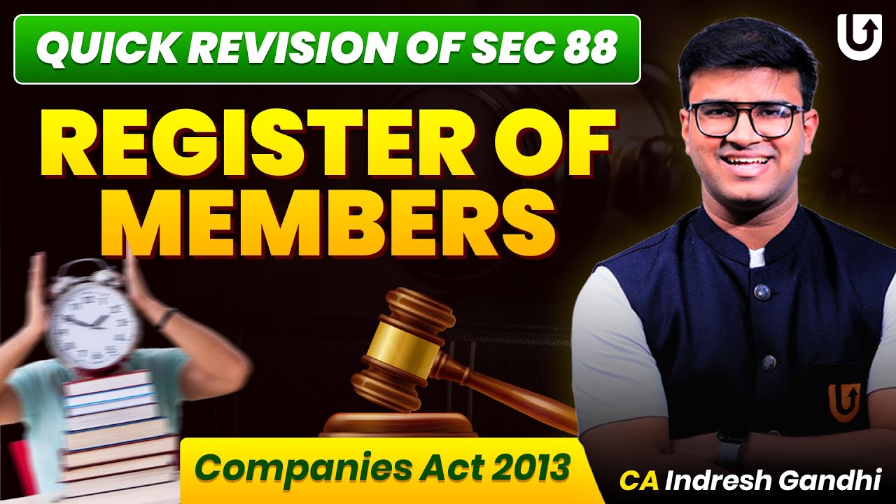 CA Inter Law Quick Revision of sec 88 - Register of Members Companies Act 2013 | CA Indresh Gandhi