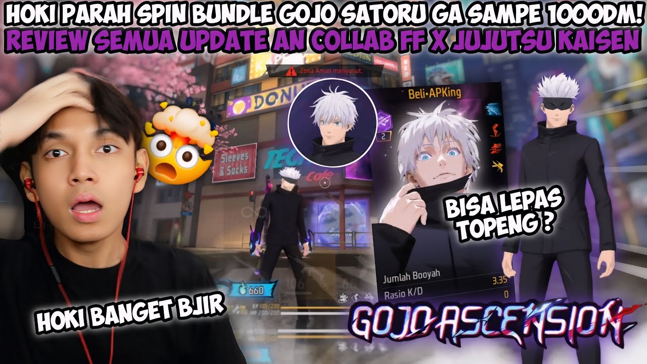 HOKI PARAH SPIN BUNDLE GOJO SATORU GA SAMPE 1000DM! REVIEW SEMUA UPDATE COLLAB FF X JUJUTSU KAISEN😱