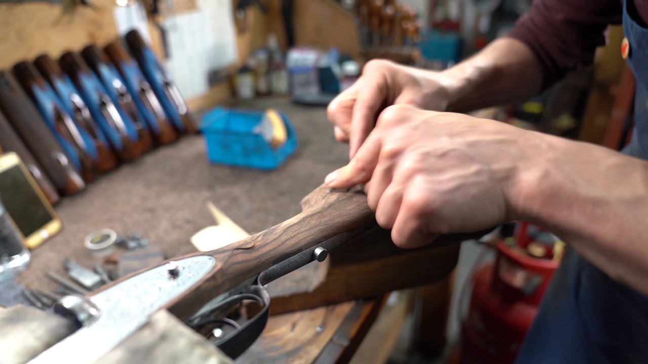 Sanding Down and Oiling the Stock of a Holland and Holland Shotgun