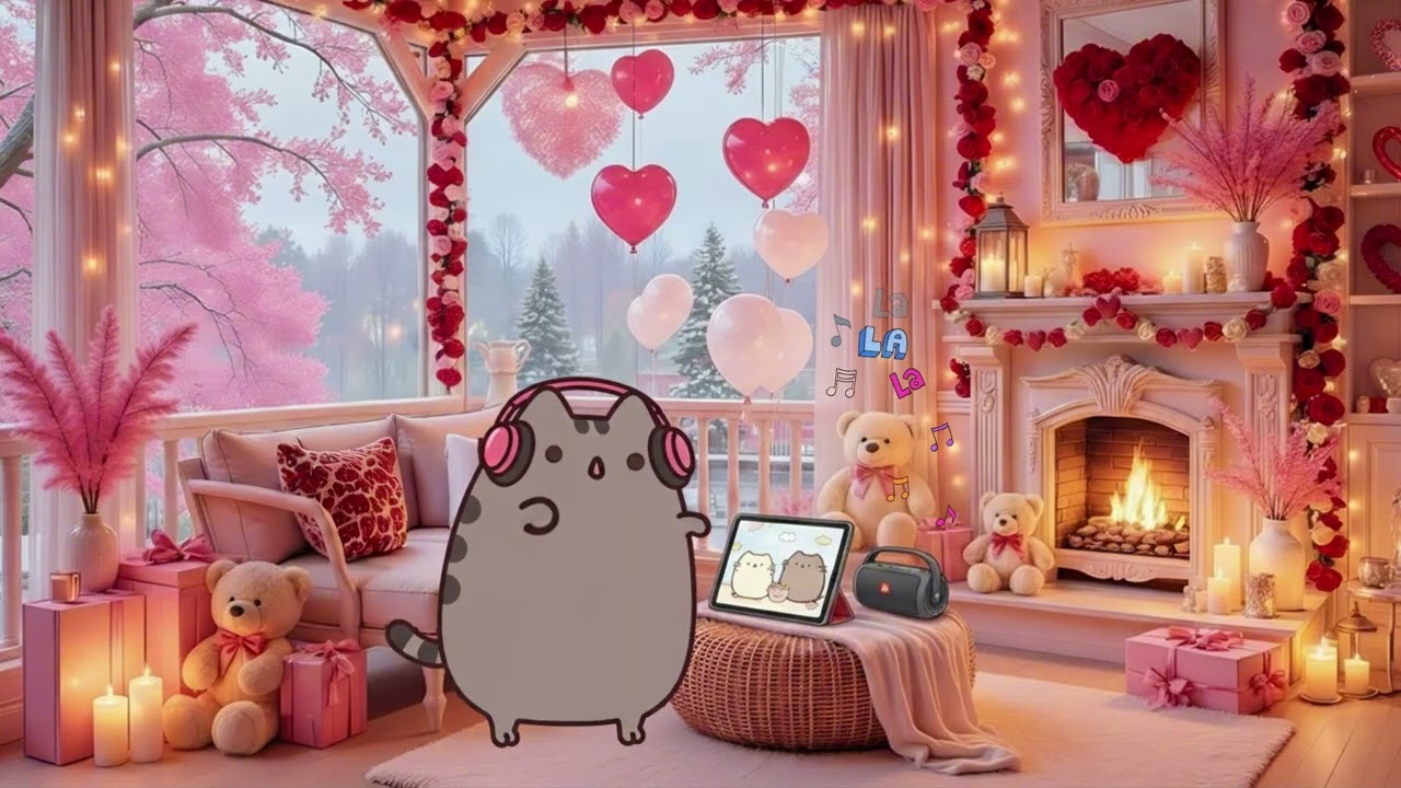 Valentine Cozy Lofi with Pusheen 💕 | Romantic Chill Beats for Relax & Study