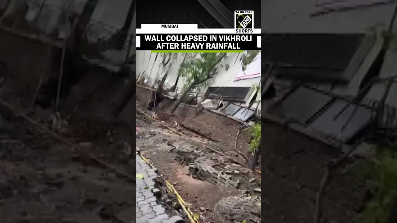 A retaining wall, adjacent to a residential building, collapsed last night in Mumbai's Vikhroli West