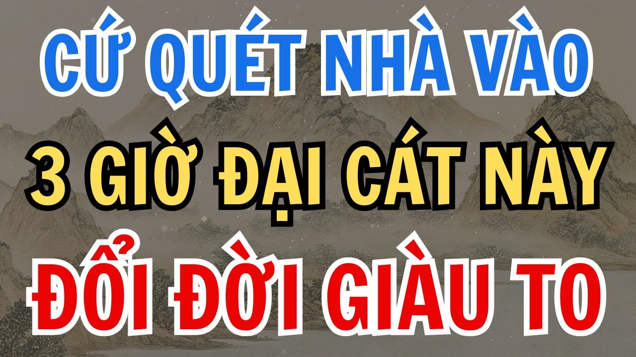 QUÉT NHÀ VÀO 3 GIỜ ĐẠI CÁT NÀY, THẦN TÀI GÕ CỬA, PHÚ QUÝ GIÀU SANG ĐẾN.
