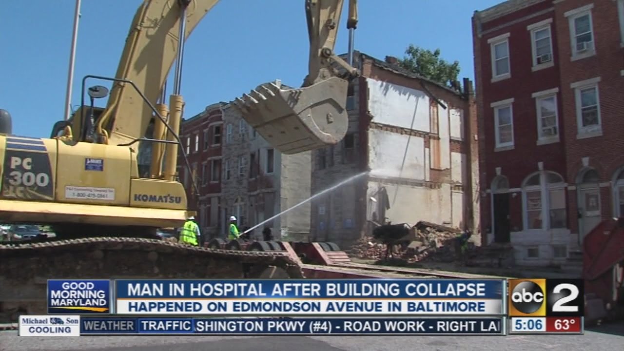 Man in hospital after building collapse on Edmonson Avenue
