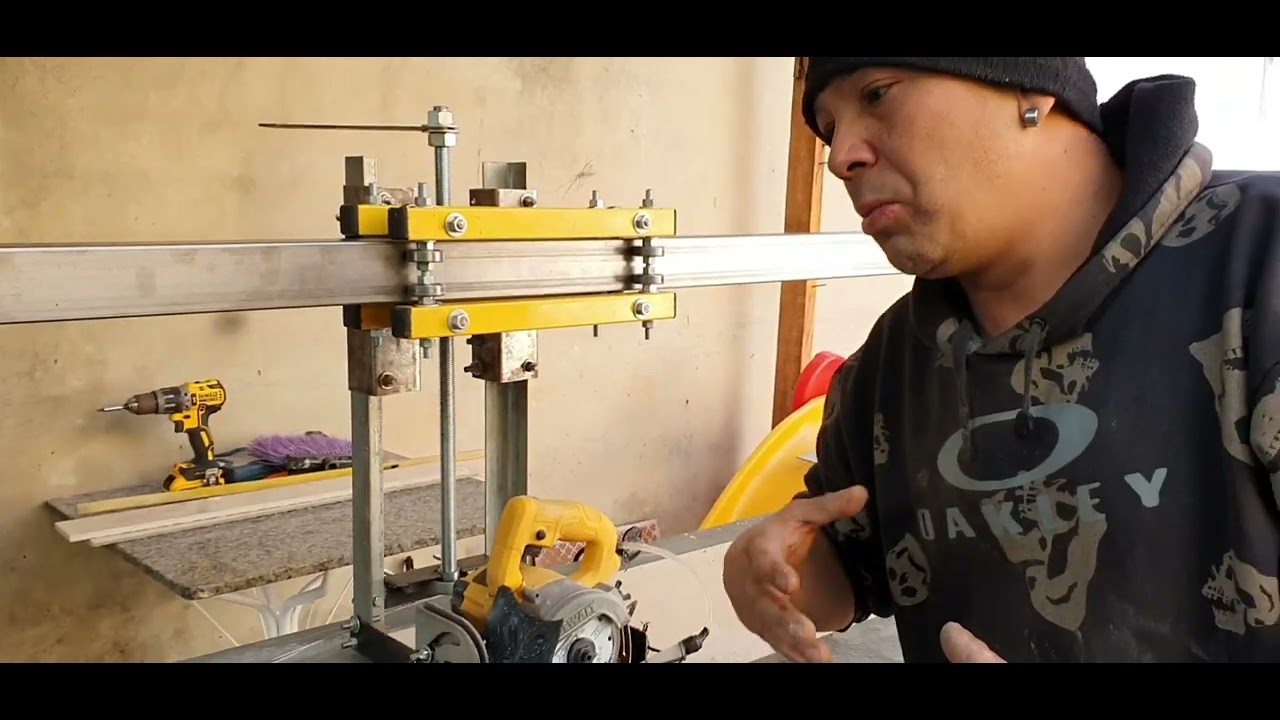 primeiro teste da máquina de cortar porcelanato, ainda sem ajustes