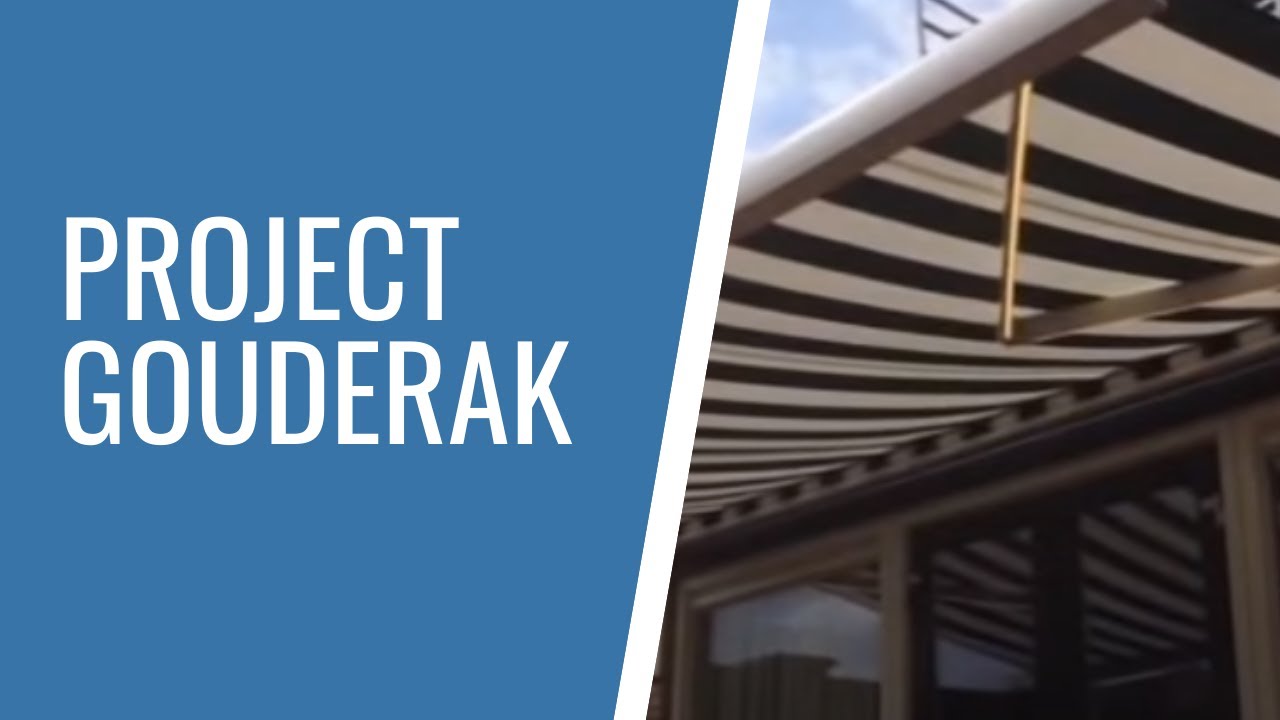 Verano Santos knikarmscherm met LED verlichting plaatsen op aanbouw in Gouderak