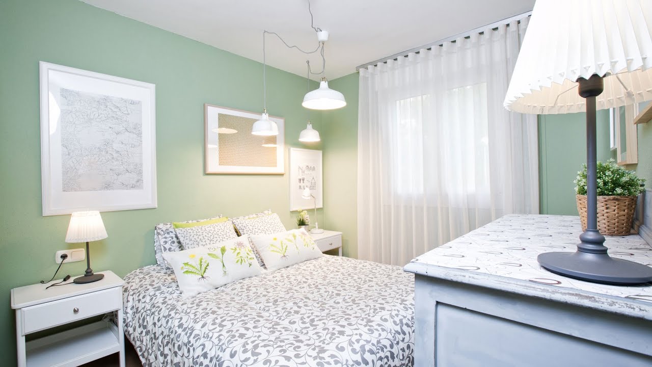 Programa completo - Dormitorio romántico en verde y gris - Decogarden