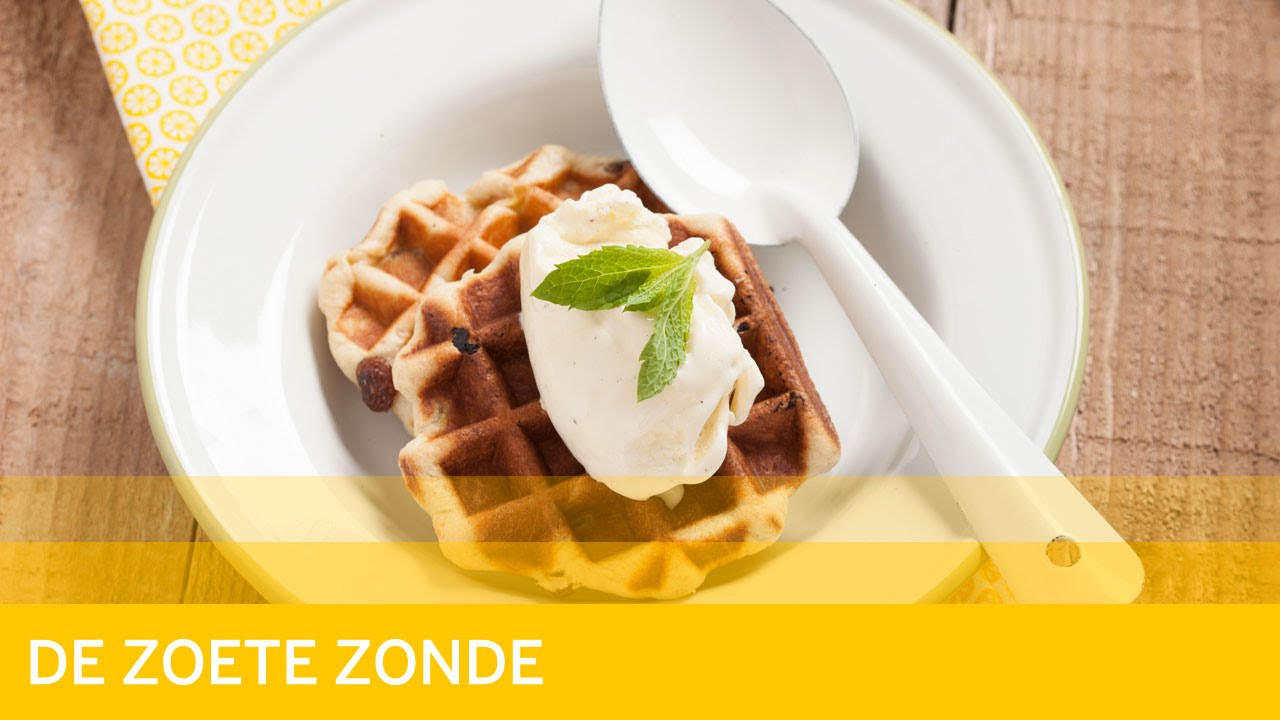 Wafels met appel, rozijnen en calvados