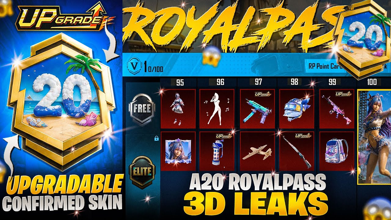 A20 Royal Pass 3D Leaks | 1 to 100 Rp Rewards | Confirmed Skin | Bonus Pass Leaks |PUBGM 