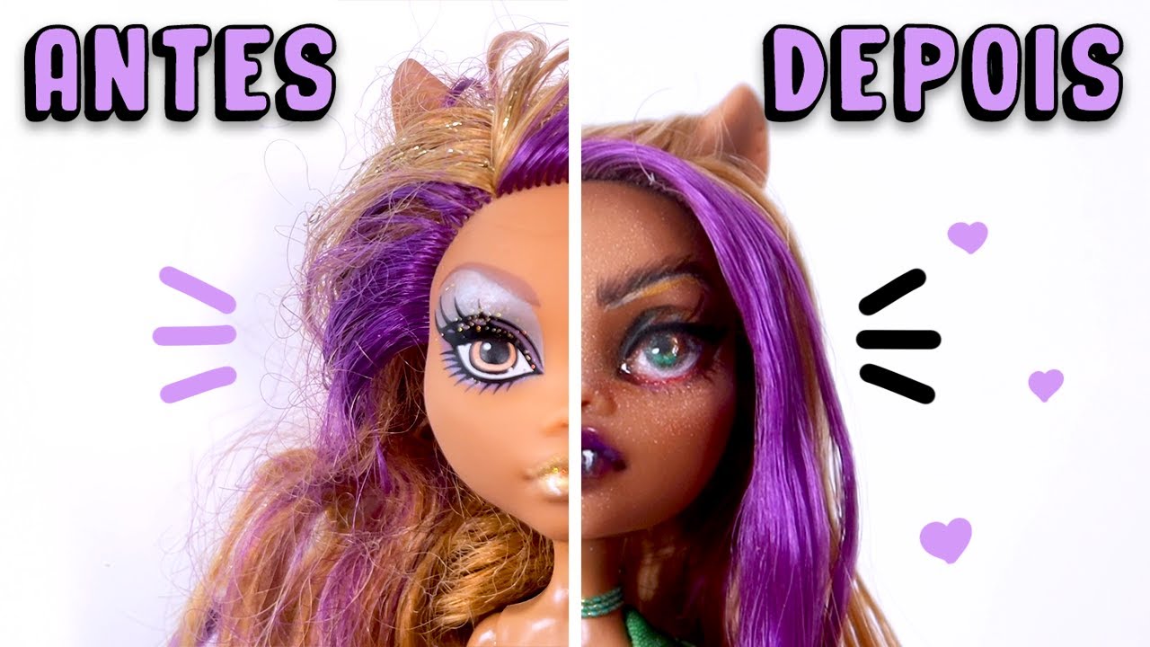 REFAZENDO UMA MONSTER HIGH COMPLETA! - Repintei O ROSTO e mudei o CABELO