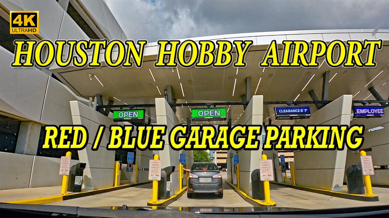 Red Blue Garage Parking at Hobby Airport Texas | Driving through I-45 North Houston (4K)
