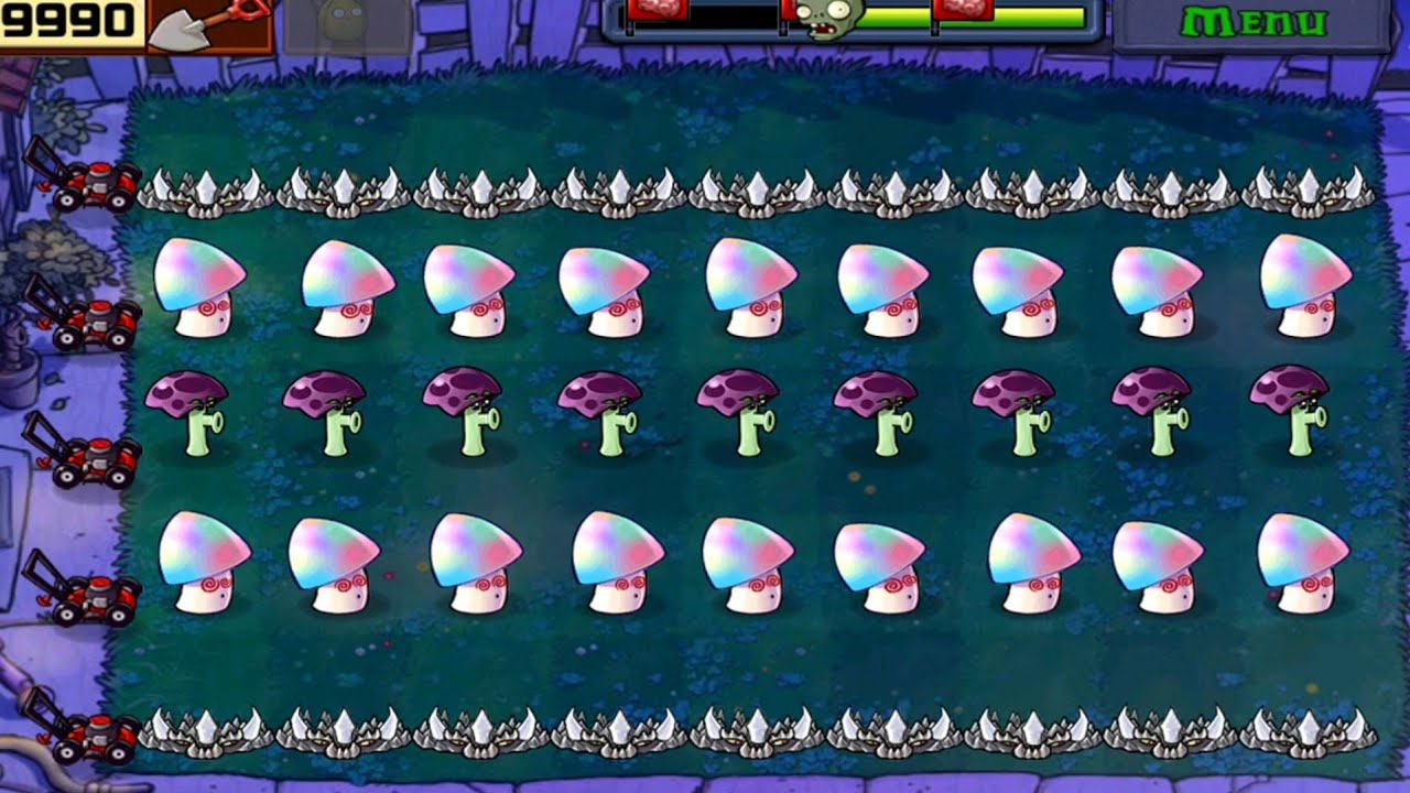 Plants vs Zombies - Scaredy Shroom Vs Hypno Shroom Vs All Zombies Gameplay mod menu