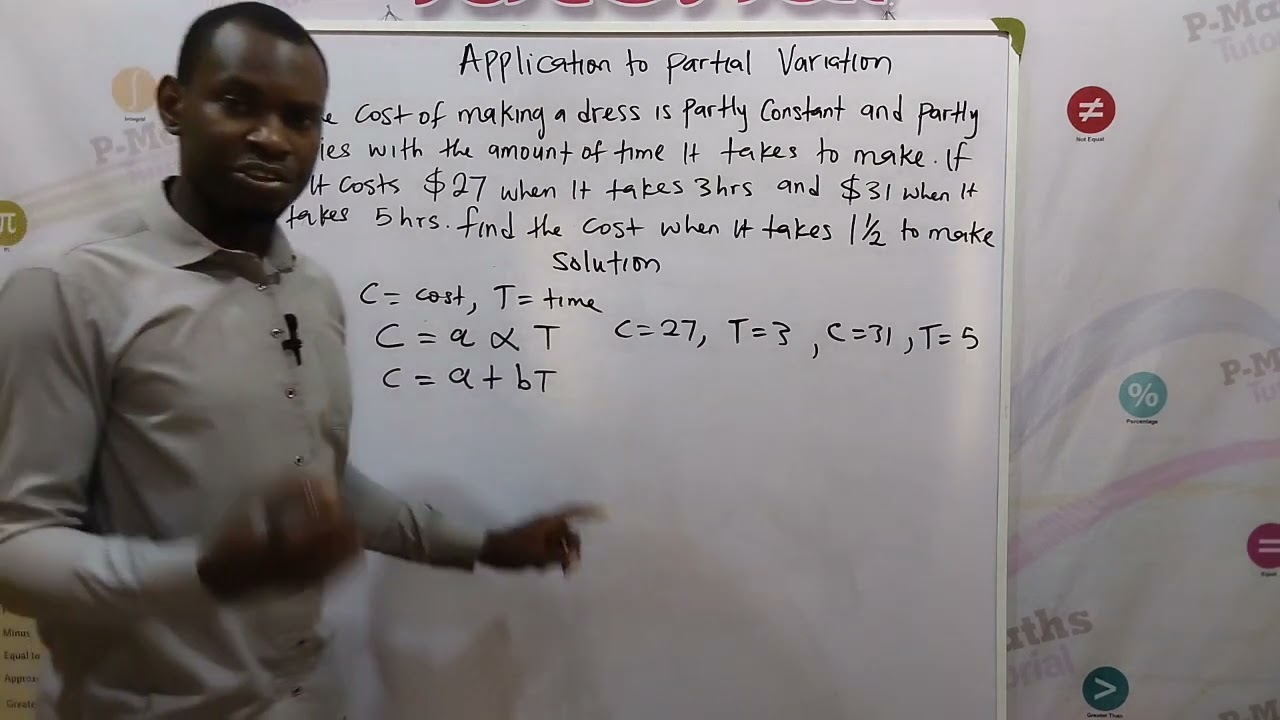 Partial Variation. Application of real life situation in partial Variation... worked examples.
