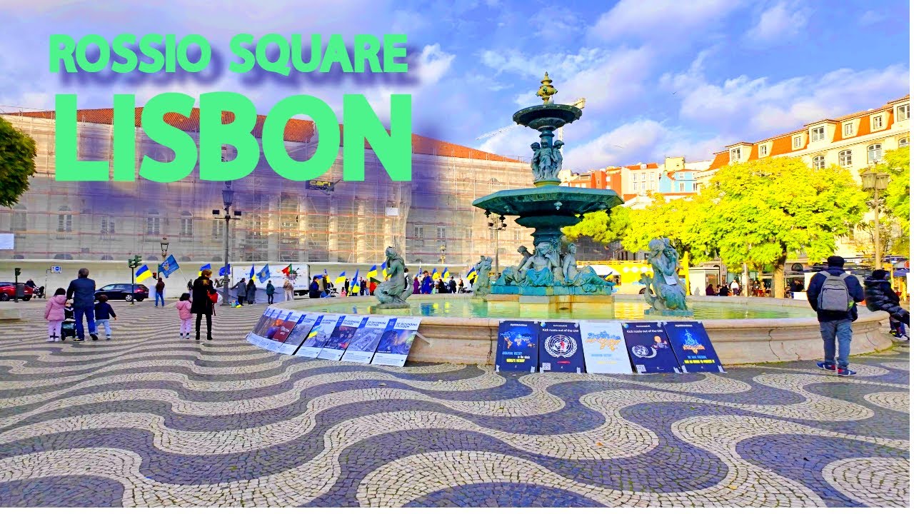 【4K】𝐖𝐀𝐋𝐊 🇵🇹 Afternoon Stroll in Rossio Square, Lisbon Portugal