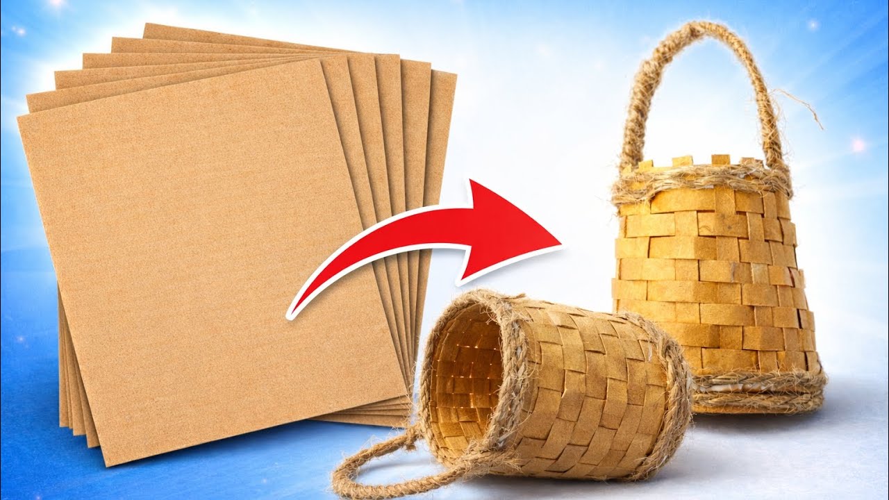 REALISTIC MINI BASKET FROM CARDBOARD| DIY Handmade Cardboard Craft |BestDisplay Ideas| #viral #diy 
