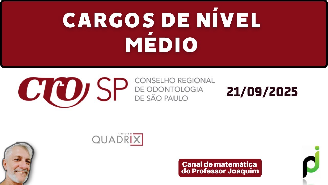 CRO SP (CONSELHO REGIONAL DE ODONTOLOGIA DE SÃO PAULO) 2025 - CARGOS DE NÍVEL MÉDIO