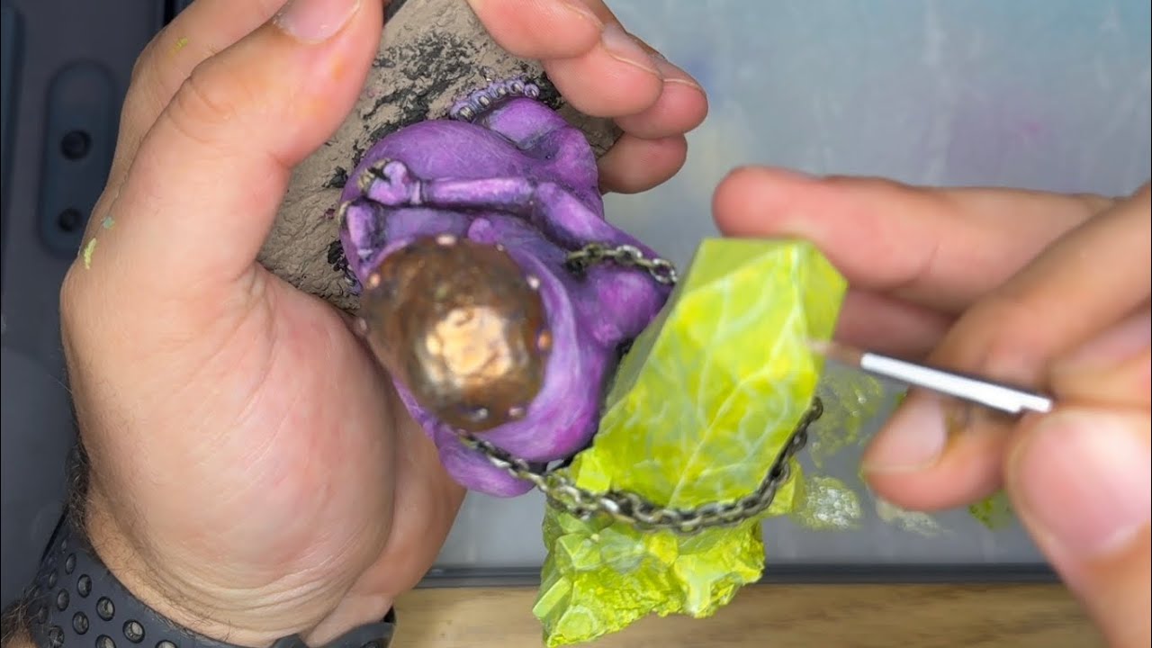 Painting chaosy green marble 