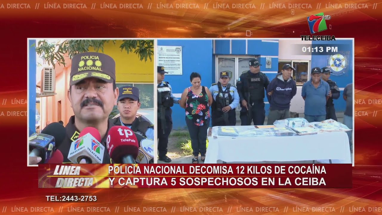 Policía decomisa 12 kilos de supuesta cocaína y detiene a cinco personas en La Ceiba