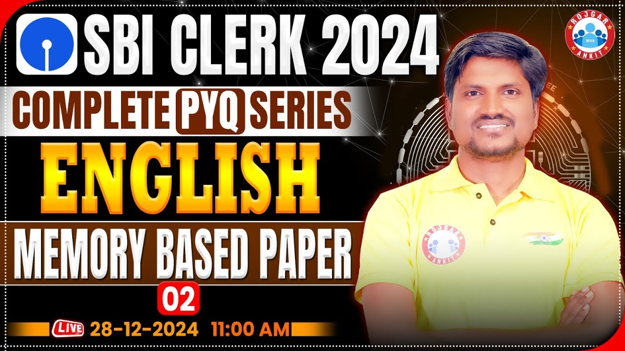 SBI Clerk 2024-25 | SBI Clerk English Memory Based Paper #02 | SBI Clerk English by RK Mehto Sir