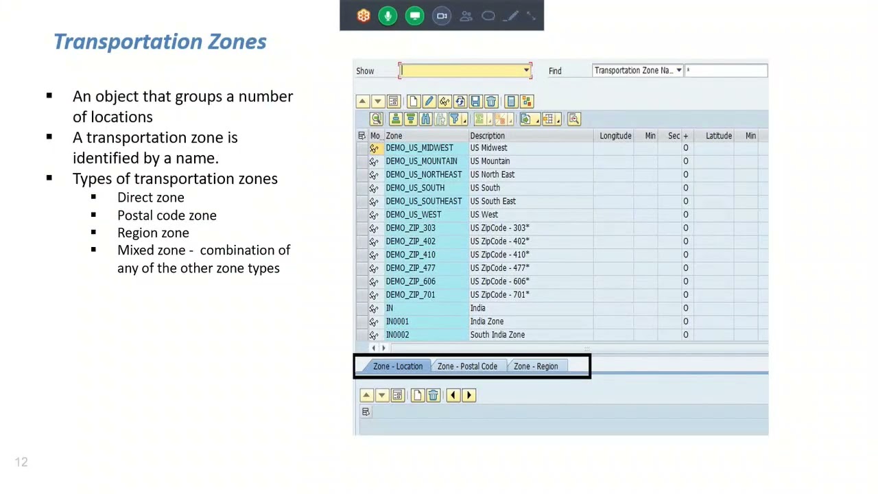 SAP TM Organizational Structure | Location, Zone, Org, Mode of Transport