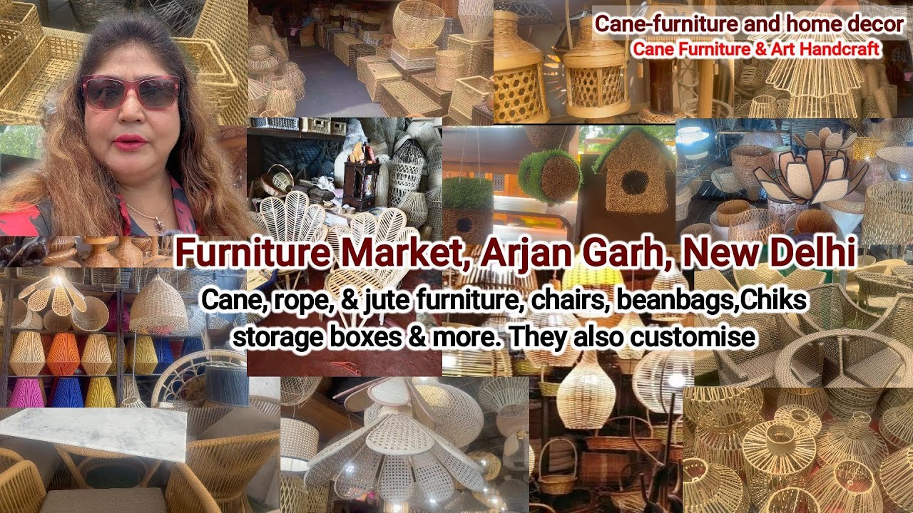 Furniture Market Arjangarh Delhi |Cane lights, lamp, Sofa ,Tables shades Bamboo Furniture Best Price