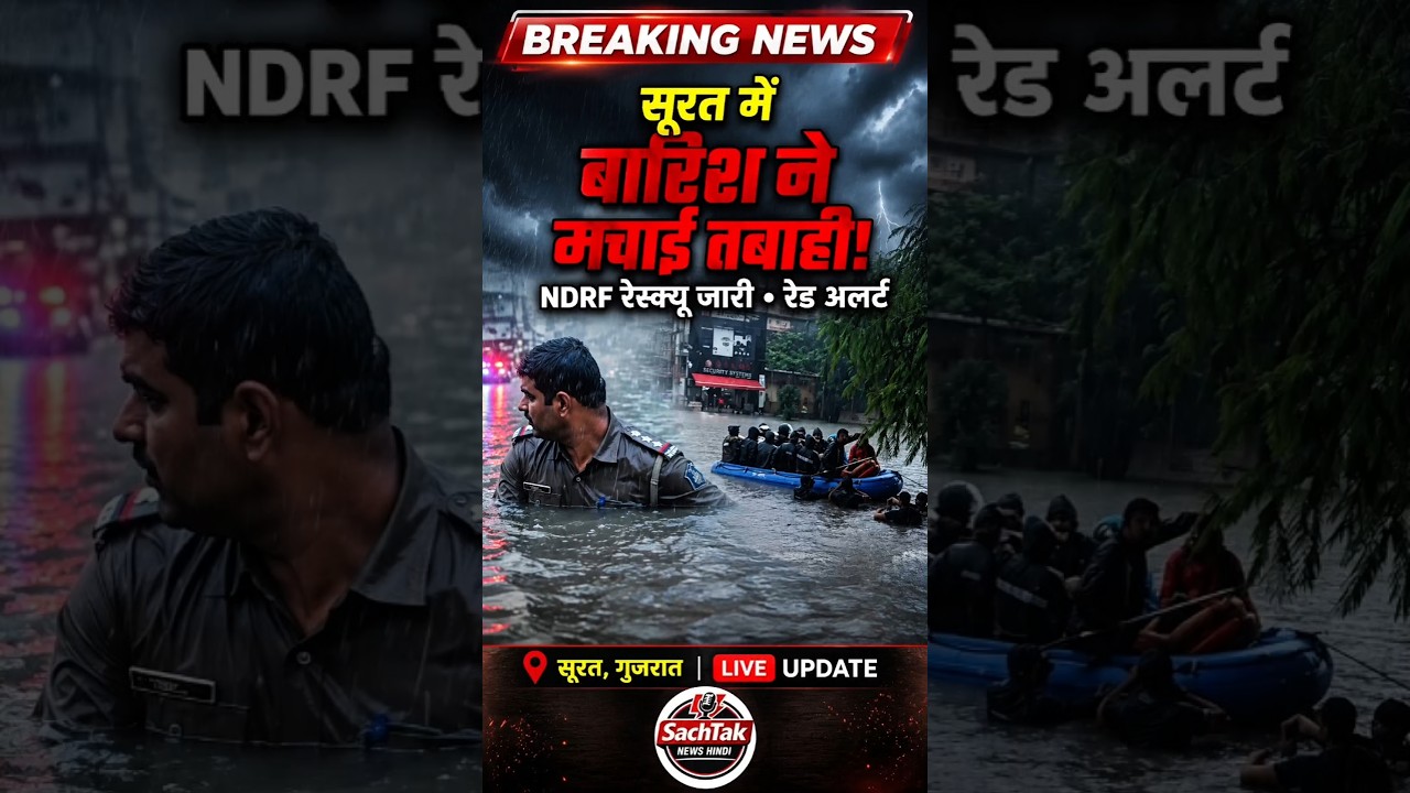 Surat Flood Update: Heavy Rain Breaks 85-Year Record | 9 Dead | NDRF Rescue Operation Live #Shorts