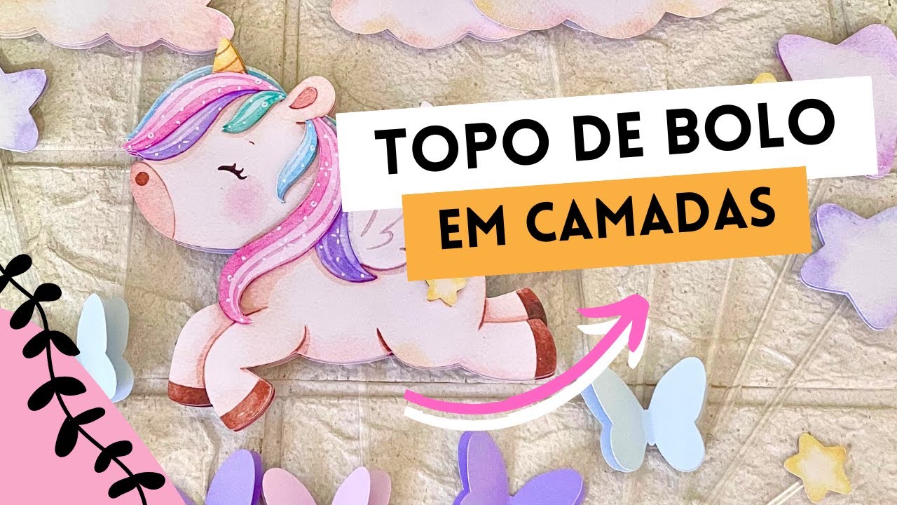 🦄✨ Topo de Bolo Unicórnio em Camadas – Passo a Passo Fácil e Encantador!