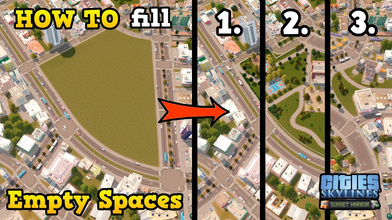 [HOW TO] 3 ways to fill (oddly shaped) empty spaces in Cities: Skylines | No Mods | PC | XBOX | PS4