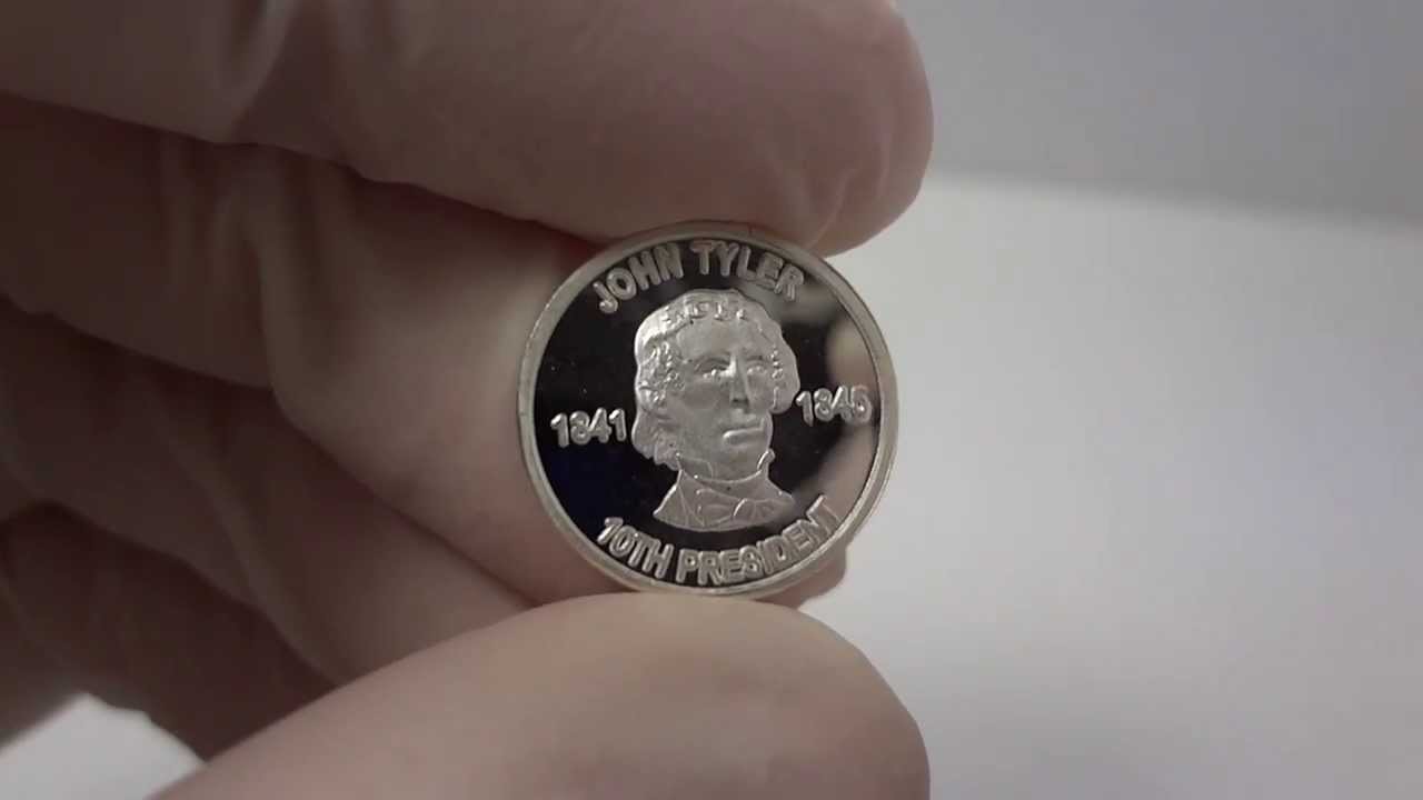 1 gram silver John Tyler bullion round/coin .999 fine by Atlantis Mint