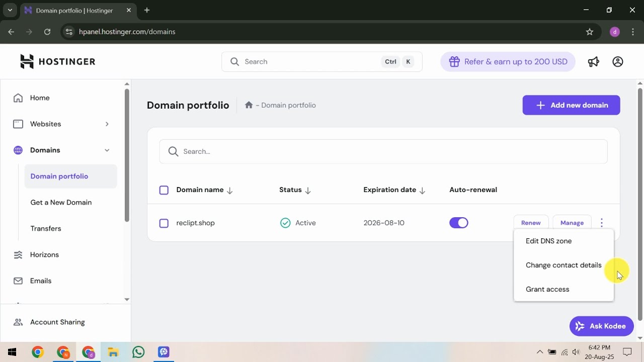 How To Transfer Domain to Another Account in Hostinger