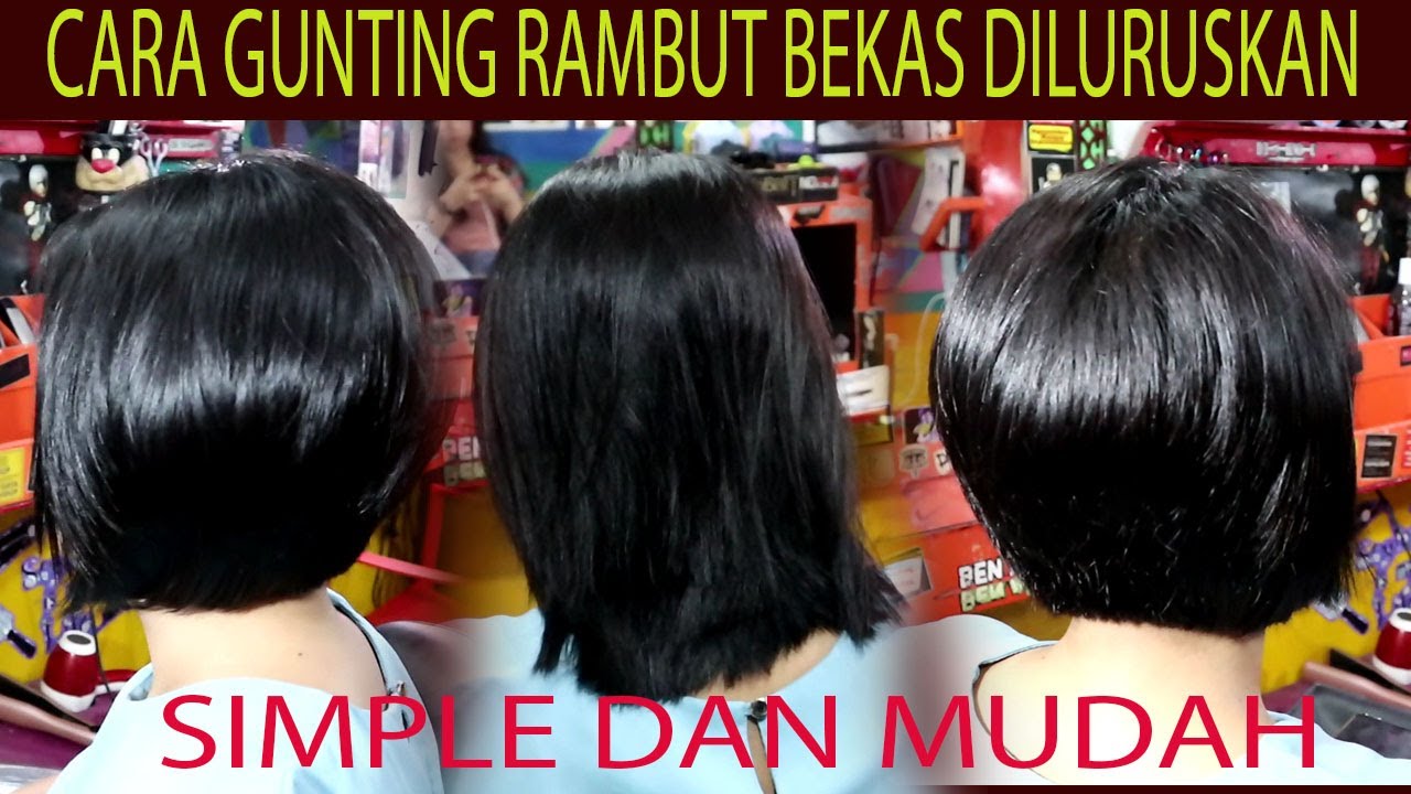 Rambut Yang sudah Diluruskan Digunting Model Bob Koncave