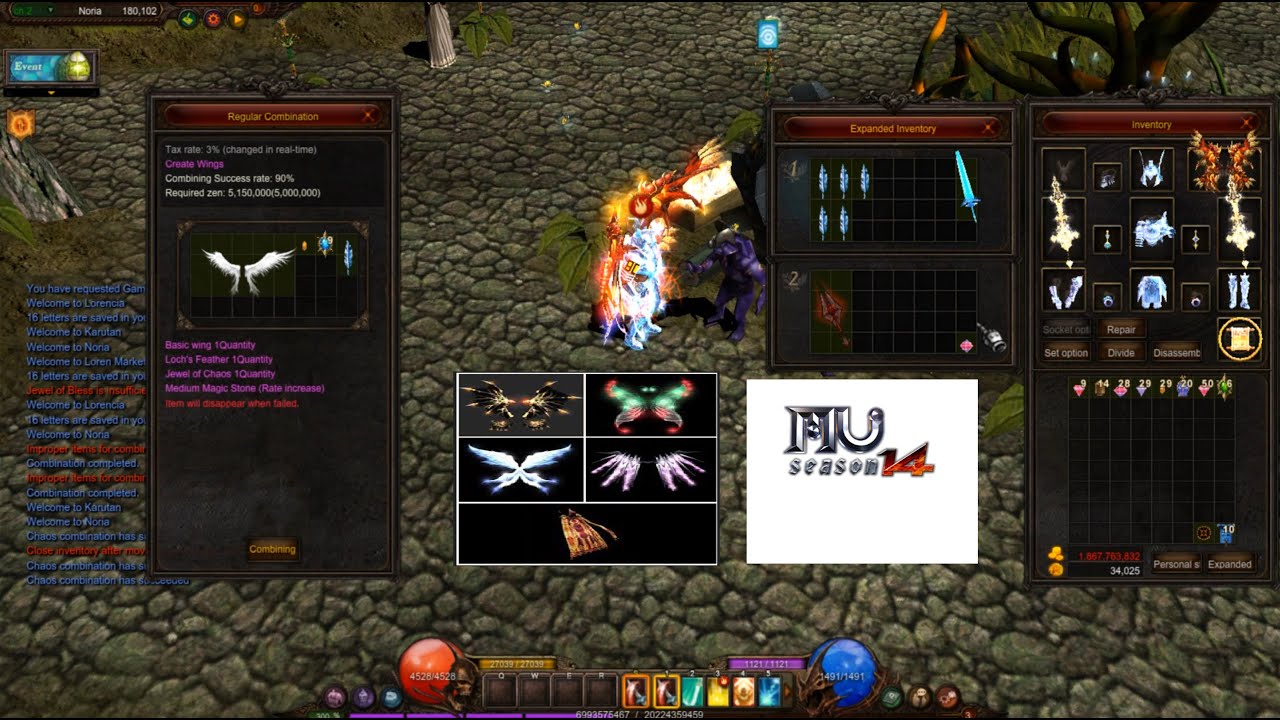 HOW TO CREATE WINGS LEVEL 1,2,3 WEBZEN MUONLINE - ENGLISH