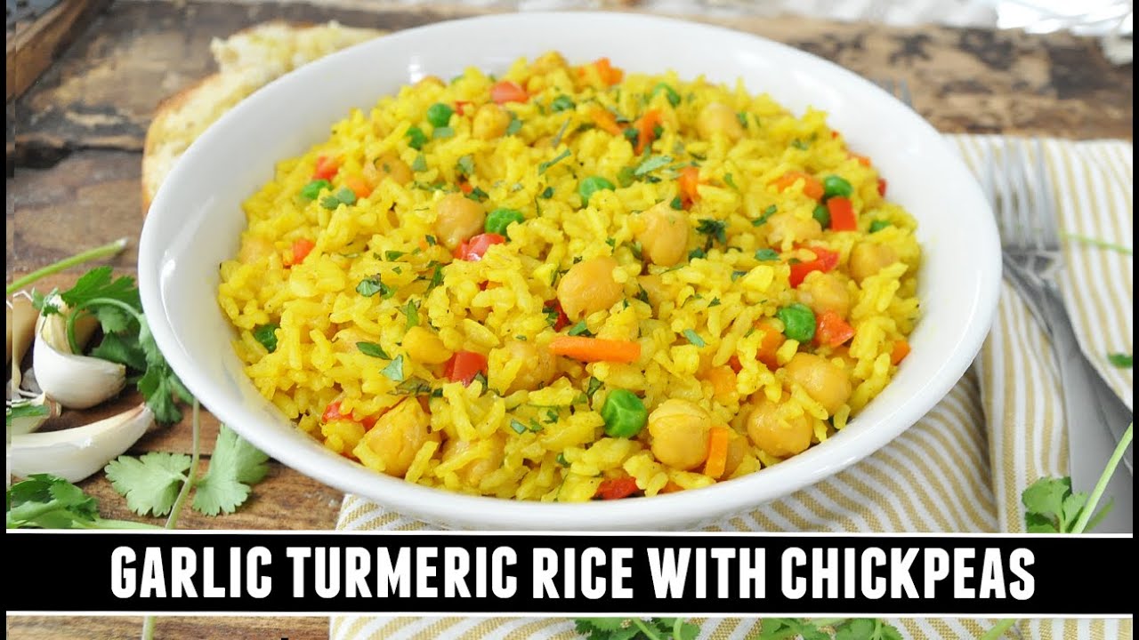 Garlic Turmeric Rice with Chickpeas | HEALTHY & Delicious One-Pan Dish
