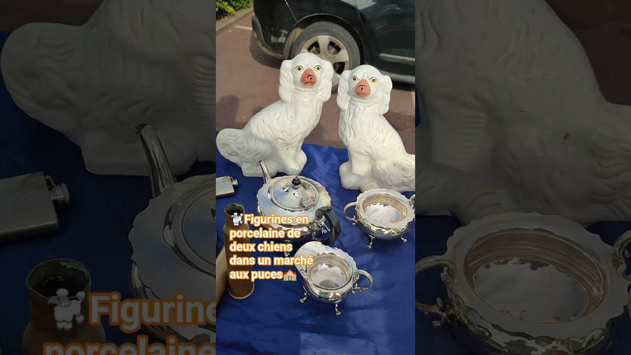 🐩Figurines en porcelaine de deux chiens dans un march&eacute; aux puces🏫 #subscribe #doglove #brocante