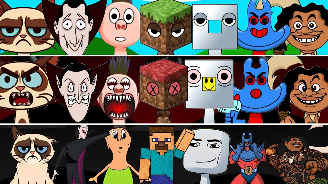 Incredibox Sprunki OC Phase 1 to Phase 3 Minecraft, HAMOOD HABIBI, ROBLOX, Dracula, Man Ray