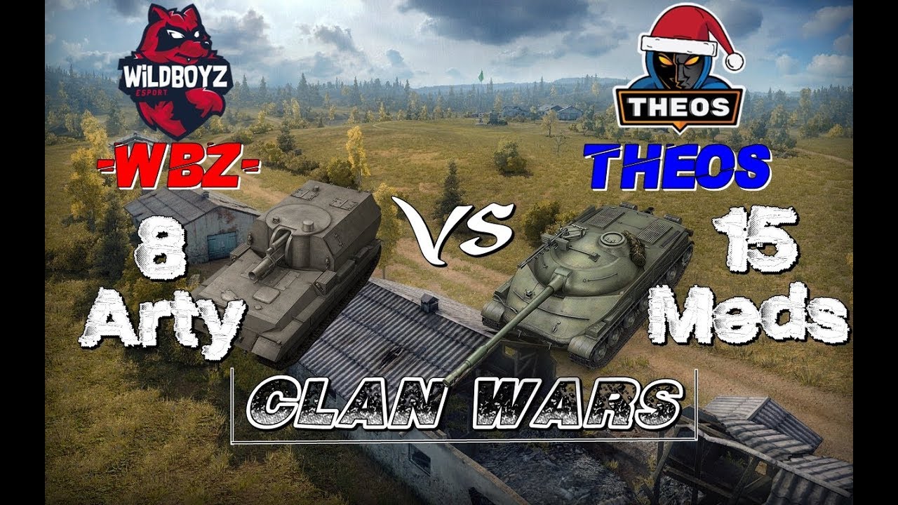 World of Tanks - Clan Wars Malinovka -WBZ- vs THEOS (8 arty vs 15 medium)