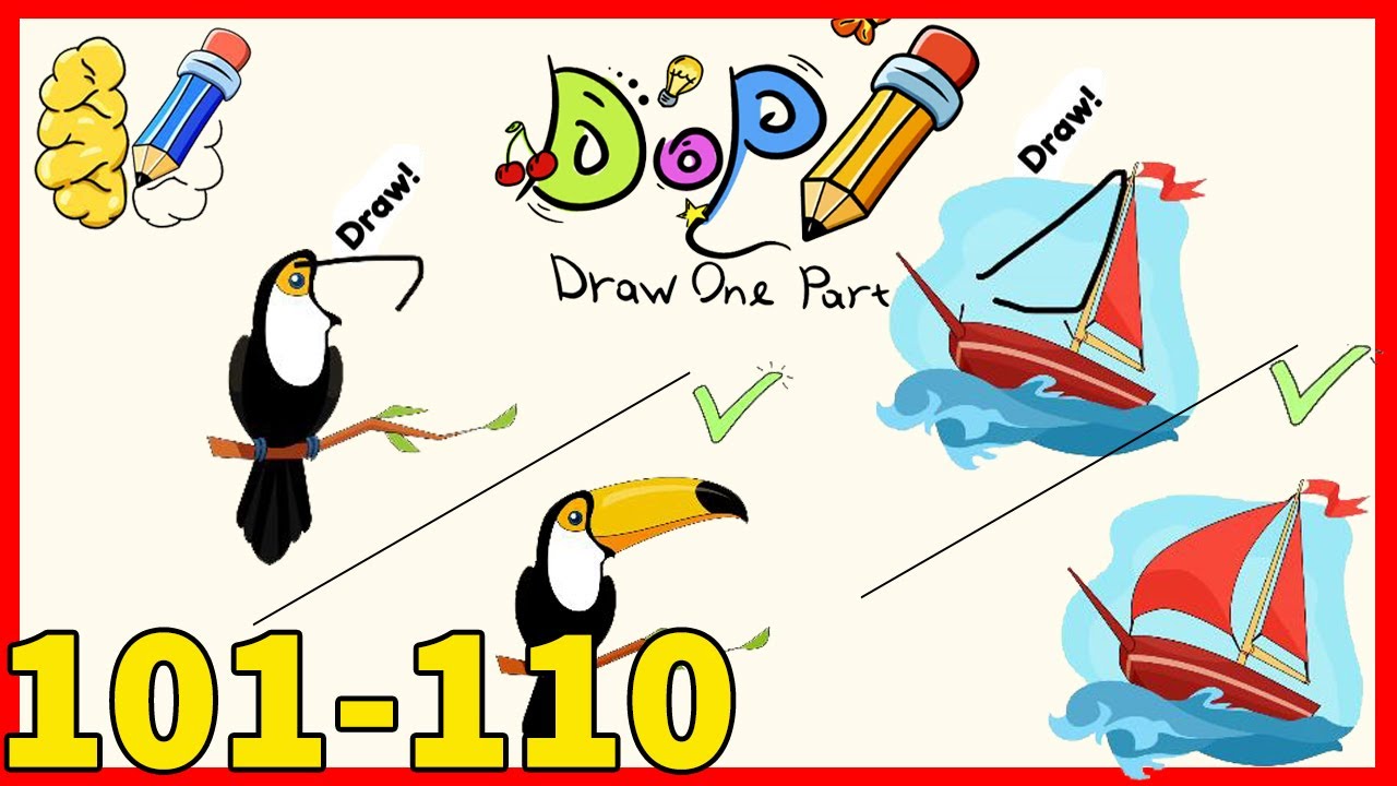 DOP Draw One Part | Level 101 102 103 104 105 106 107 108 109 110 Solution or Walkthrough