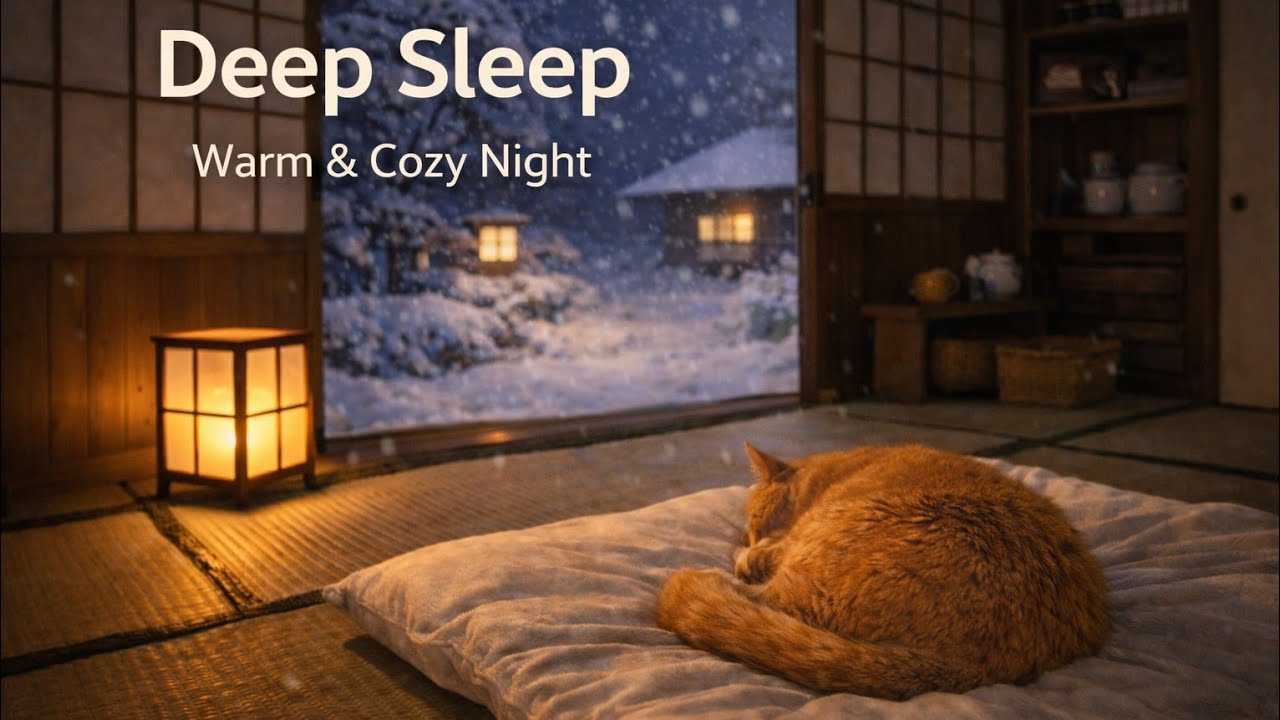 Snowy Japanese Countryside Night – Cozy Piano for Deep Sleep -静かな田舎で、心を静める-