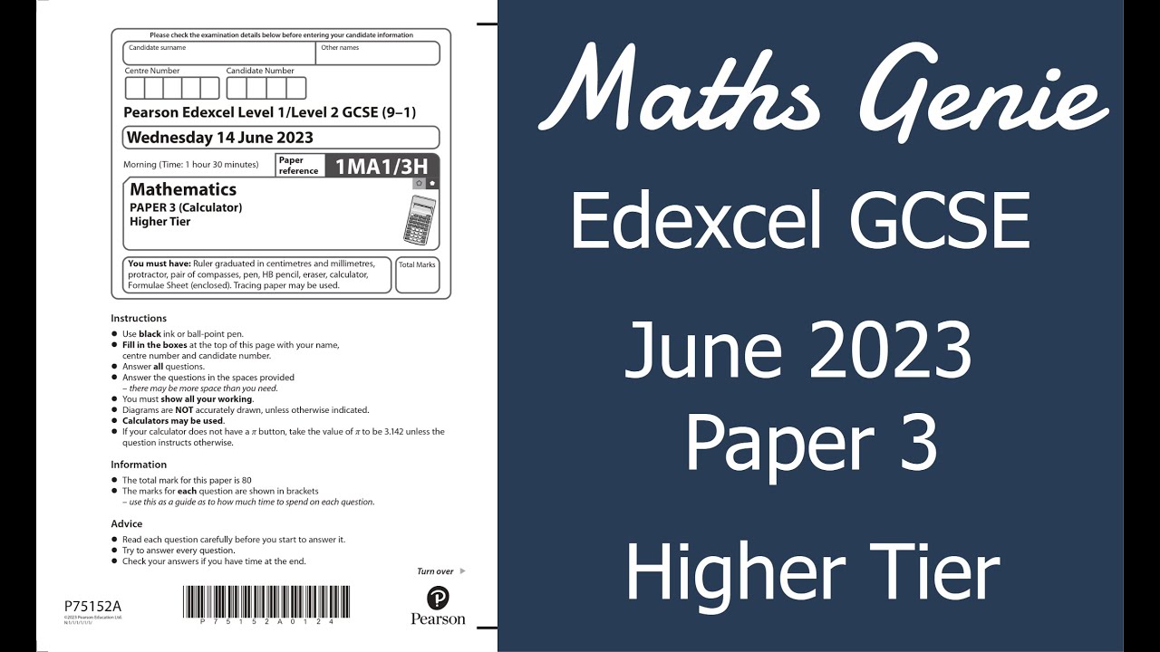 Edexcel Higher Paper 3 June 2023 Exam Walkthrough