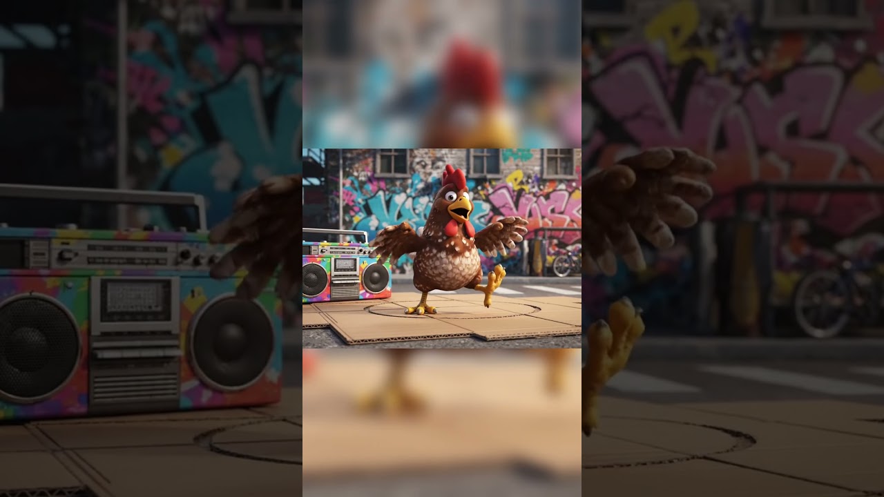 One chicken in dance in by 3D animation video 